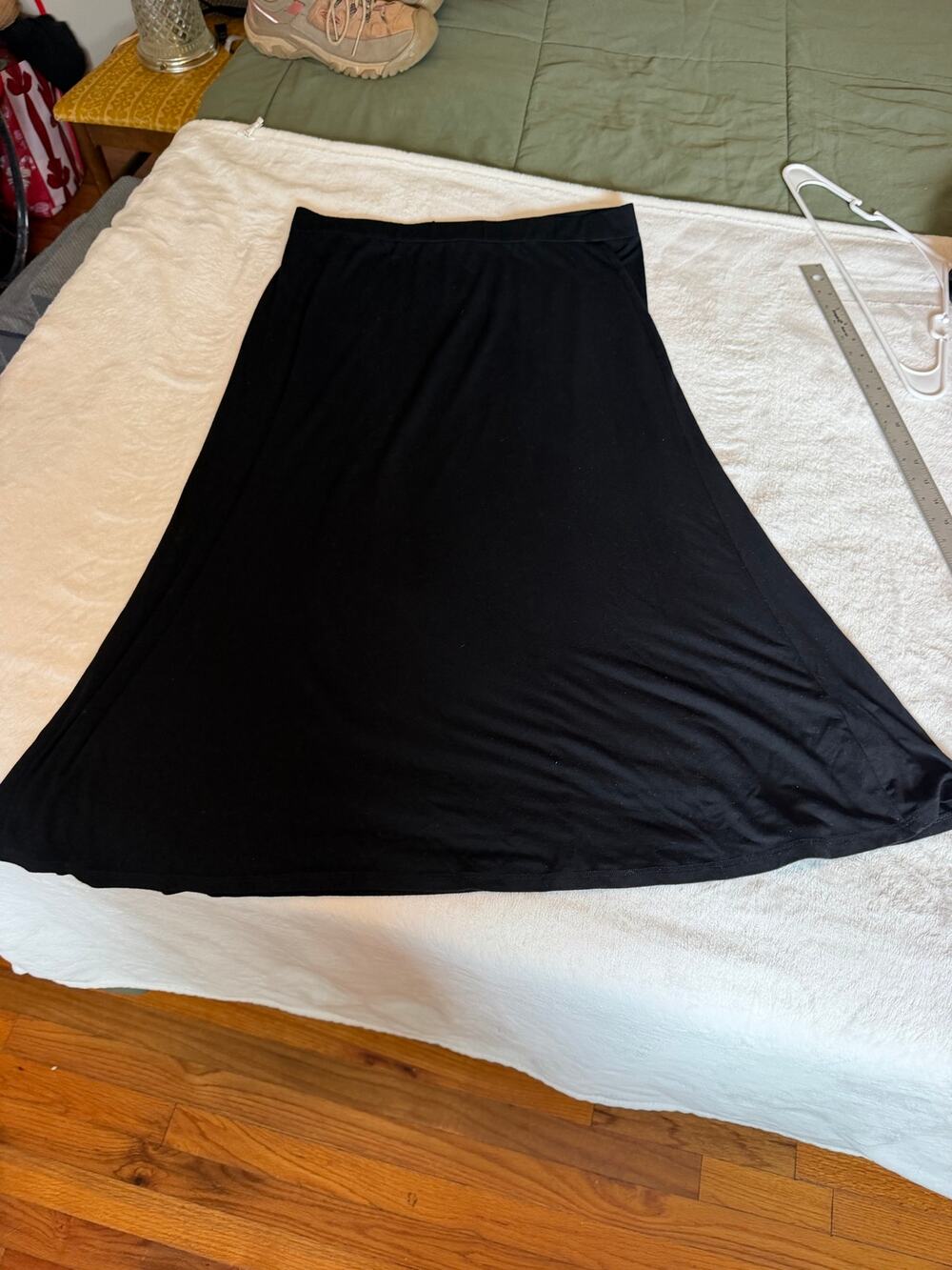 Eileen Fisher Skirt USA Black Petite Large Capsule Wardrobe Elastic Waist USA